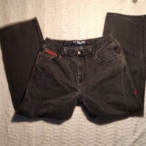 U.S. Polo Assn. Black Jeans with Red Zip Accent